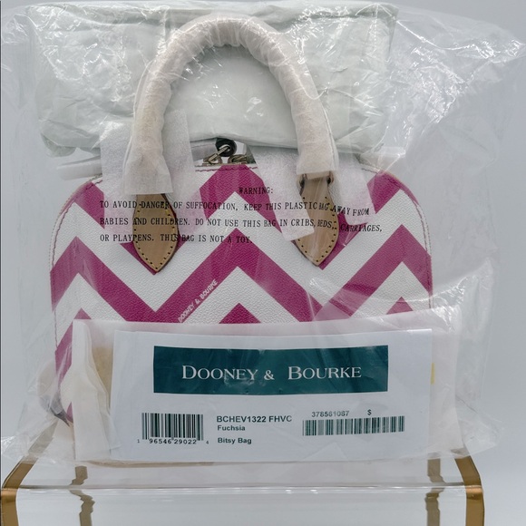 Dooney & Bourke Chevron Bitsy Bag Fuchsia - Picture 9 of 13